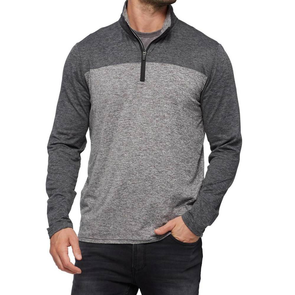 NEW FLAGS & ANTHEM madeflex all-day stretch zip up pullover shirt in grey